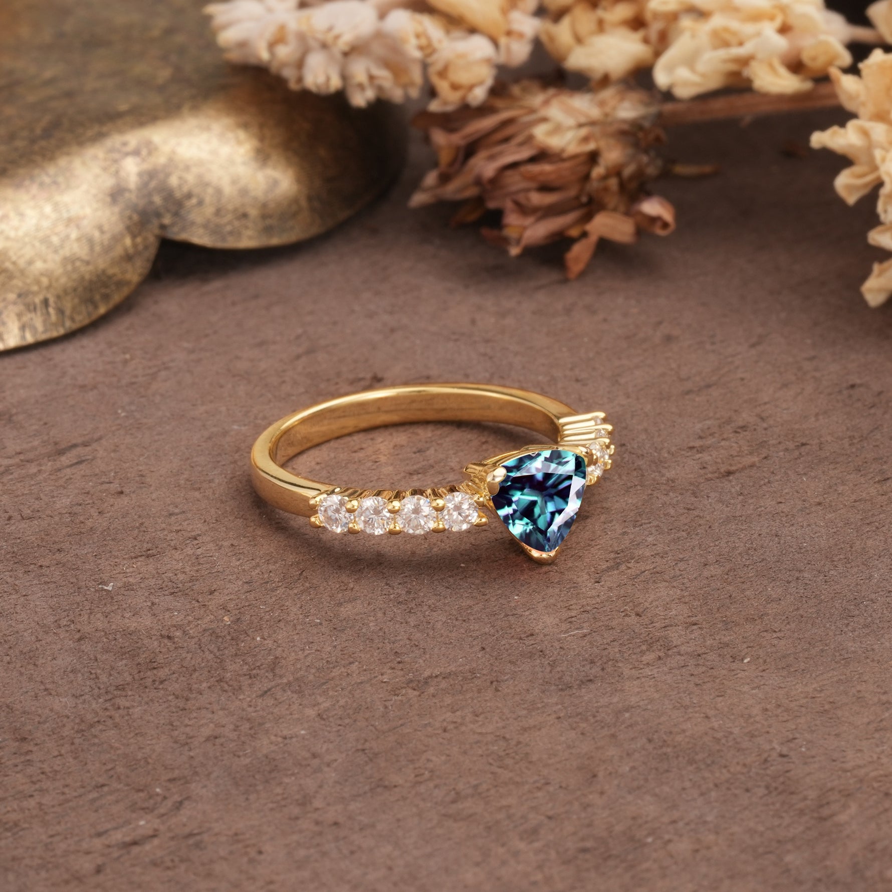 Unique and Luxurious Like 3-Prong Heart Cut Alexandrite Engagement Ring - Additional view