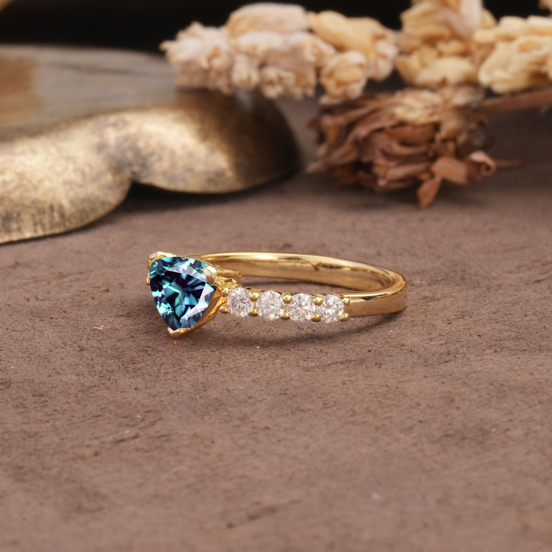 Unique and Luxurious Like 3-Prong Heart Cut Alexandrite Engagement Ring - Additional view