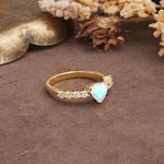 Unique and Luxurious Like 3-Prong Heart Cut Moonstone Engagement Ring - Additional view