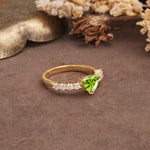 Unique and Luxurious Like 3-Prong Heart Cut Peridot Engagement Ring - Additional view