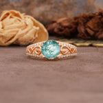 Luxurious and Unique, Entwined 4-Prong Round Cut Moss Agate Engagement Ring - Additional view