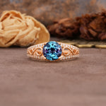 Luxurious and Unique, Entwined 4-Prong Round Cut Alexandrite Engagement Ring - Additional view