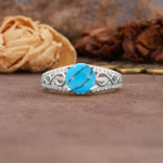 Luxurious and Unique, Entwined 4-Prong Round Cut Turquoise Engagement Ring - Additional view