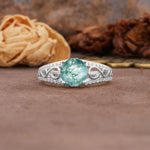 Luxurious and Unique, Entwined 4-Prong Round Cut Moss Agate Engagement Ring - Additional view