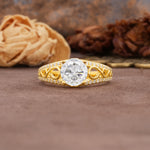 Luxurious and Unique, Entwined 4-Prong Round Cut Moissanite Engagement Ring - Additional view