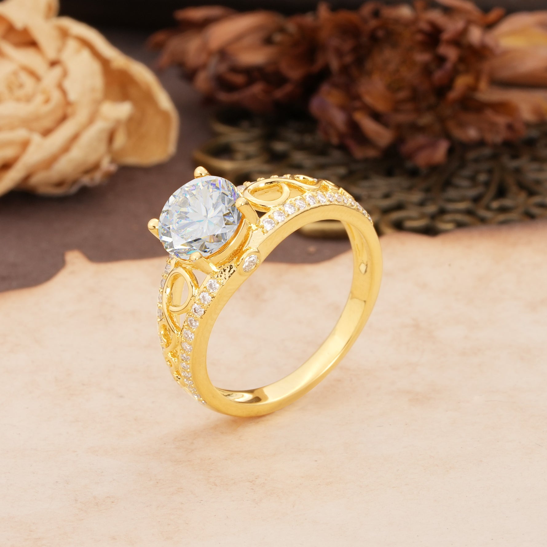 Luxurious and Unique, Entwined 4-Prong Round Cut Moissanite Engagement Ring - Additional view