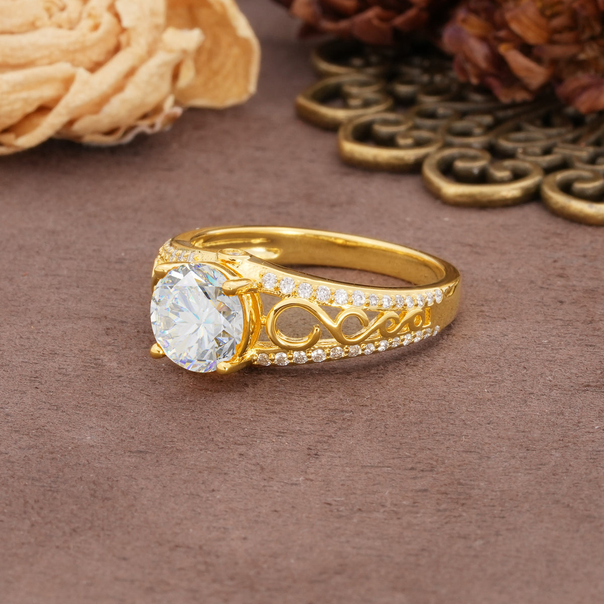 Luxurious and Unique, Entwined 4-Prong Round Cut Moissanite Engagement Ring - Additional view