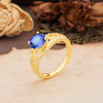 Luxurious and Unique, Entwined 4-Prong Round Cut Sapphire Engagement Ring - Additional view