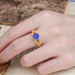 Luxurious and Unique, Entwined 4-Prong Round Cut Sapphire Engagement Ring - Additional view