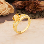 Luxurious and Unique, Entwined 4-Prong Round Cut Citrine Engagement Ring - Additional view