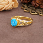 Luxurious and Unique, Entwined 4-Prong Round Cut Turquoise Engagement Ring - Additional view