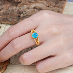 Luxurious and Unique, Entwined 4-Prong Round Cut Turquoise Engagement Ring - Additional view