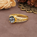 Luxurious and Unique, Entwined 4-Prong Round Cut Black Rutilated Quartz Engagement Ring - Additional view