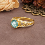 Luxurious and Unique, Entwined 4-Prong Round Cut Moss Agate Engagement Ring - Additional view