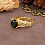 Luxurious and Unique, Entwined 4-Prong Round Cut Black Onyx Engagement Ring - Additional view