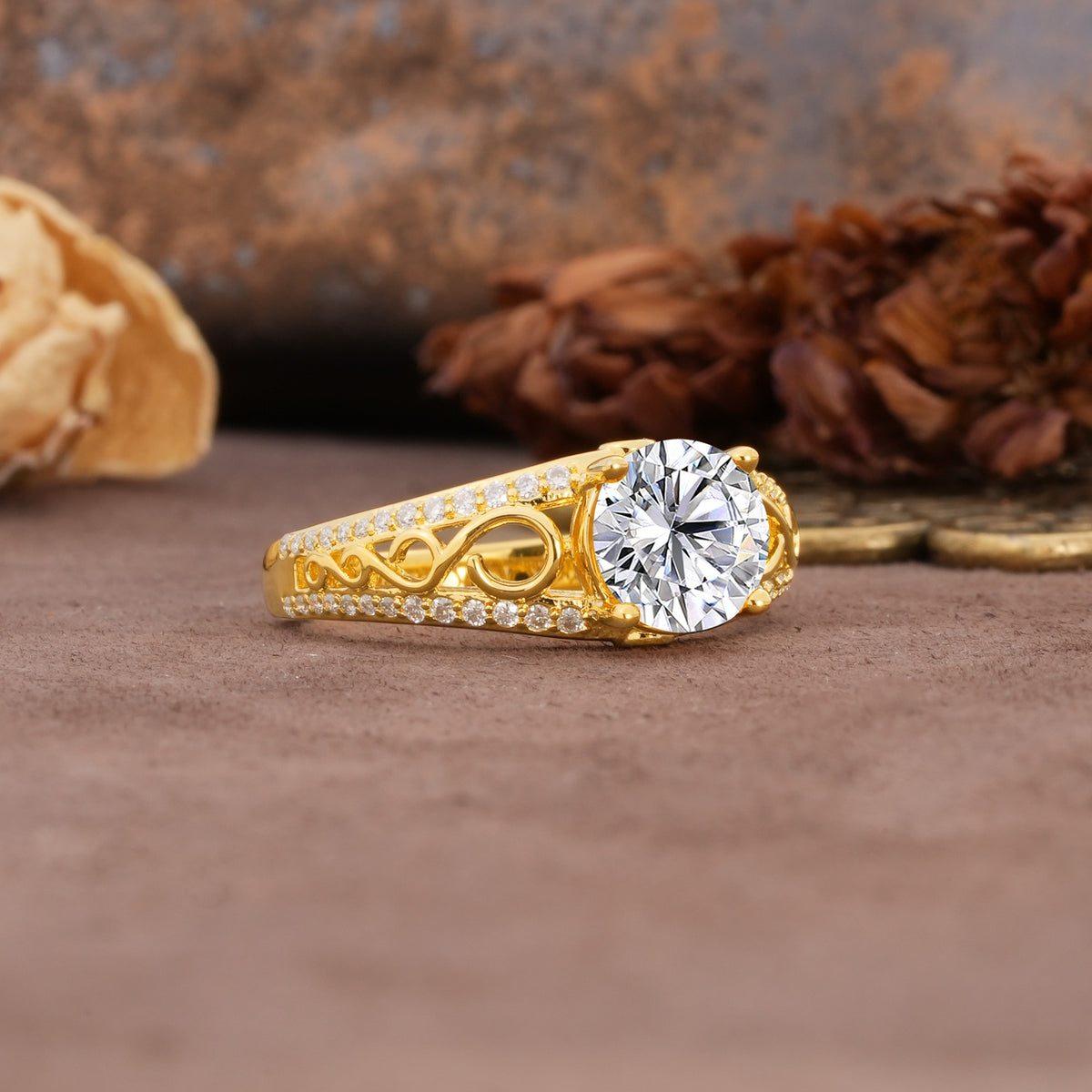 Luxurious and Unique, Entwined 4-Prong Round Cut Lab Diamond Engagement Ring - Additional view