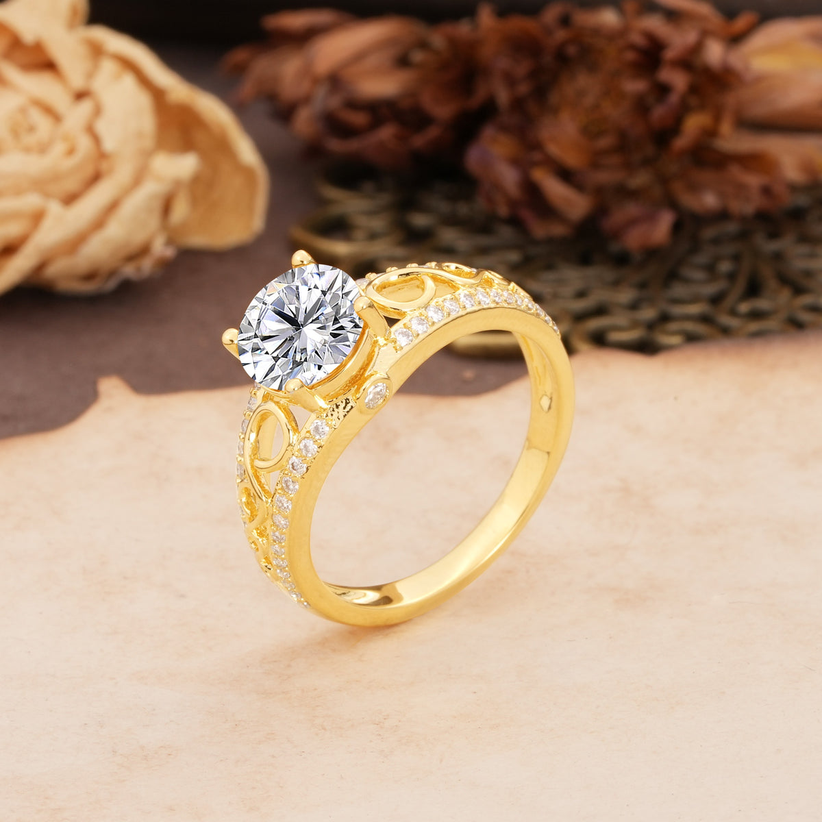 Luxurious and Unique, Entwined 4-Prong Round Cut Lab Diamond Engagement Ring - Additional view