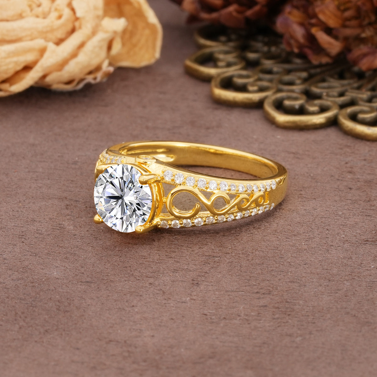 Luxurious and Unique, Entwined 4-Prong Round Cut Lab Diamond Engagement Ring - Additional view