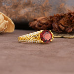 Luxurious and Unique, Entwined 4-Prong Round Cut Garnet Engagement Ring - Additional view