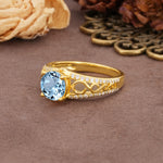 Luxurious and Unique, Entwined 4-Prong Round Cut Aquamarine Engagement Ring - Additional view