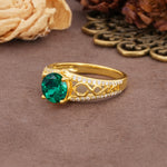 Luxurious and Unique, Entwined 4-Prong Round Cut Emerald Engagement Ring - Additional view