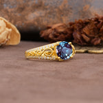 Luxurious and Unique, Entwined 4-Prong Round Cut Alexandrite Engagement Ring - Additional view