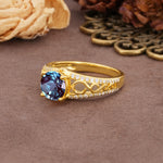 Luxurious and Unique, Entwined 4-Prong Round Cut Alexandrite Engagement Ring - Additional view
