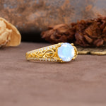 Luxurious and Unique, Entwined 4-Prong Round Cut Moonstone Engagement Ring - Additional view