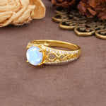Luxurious and Unique, Entwined 4-Prong Round Cut Moonstone Engagement Ring - Additional view