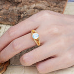 Luxurious and Unique, Entwined 4-Prong Round Cut Moonstone Engagement Ring - Additional view