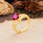 Luxurious and Unique, Entwined 4-Prong Round Cut Ruby Engagement Ring - Additional view