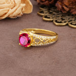 Luxurious and Unique, Entwined 4-Prong Round Cut Ruby Engagement Ring - Additional view