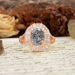 Luxurious Vintage-Style Pavé-Set Diamonds, 4-Prong Oval Cut Black Rutilated Quartz Engagement Ring - Additional view