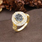 Luxurious Vintage-Style Pavé-Set Diamonds, 4-Prong Oval Cut Black Rutilated Quartz Engagement Ring - Additional view