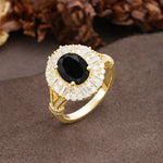 Luxurious Vintage-Style Pavé-Set Diamonds, 4-Prong Oval Cut Black Onyx Engagement Ring - Additional view