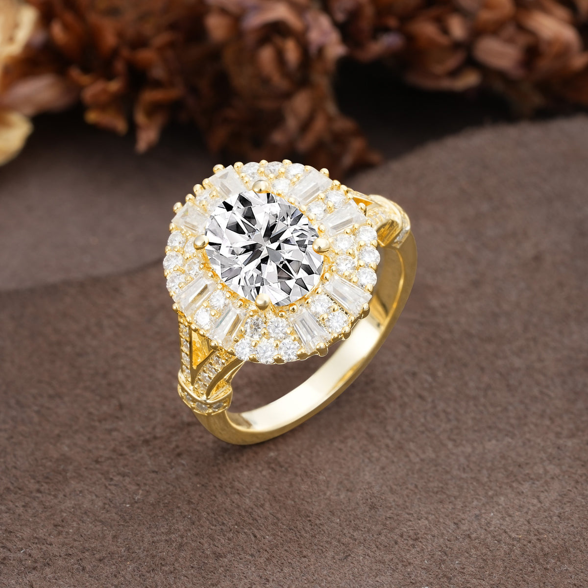 Luxurious Vintage-Style Pavé-Set Diamonds, 4-Prong Oval Cut Lab Diamond Engagement Ring - Additional view