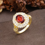 Luxurious Vintage-Style Pavé-Set Diamonds, 4-Prong Oval Cut Garnet Engagement Ring - Additional view