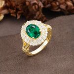 Luxurious Vintage-Style Pavé-Set Diamonds, 4-Prong Oval Cut Emerald Engagement Ring - Additional view