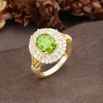 Luxurious Vintage-Style Pavé-Set Diamonds, 4-Prong Oval Cut Peridot Engagement Ring - Additional view