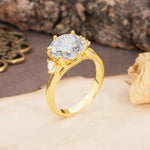 Unique and Minimalist 6-Prong Round Cut Moissanite Three Stones Engagement Ring - Additional view