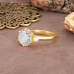 Unique and Minimalist 6-Prong Round Cut Moissanite Three Stones Engagement Ring - Additional view