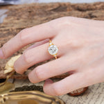 Unique and Minimalist 6-Prong Round Cut Moissanite Three Stones Engagement Ring - Additional view