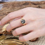Unique and Minimalist 6-Prong Round Cut Black Rutilated Quartz Three Stones Engagement Ring - Additional view