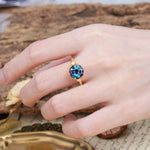 Unique and Minimalist 6-Prong Round Cut Alexandrite Three Stones Engagement Ring - Additional view