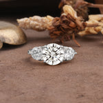 Classic Vintage 4-Prong Round Cut Lab Diamond Three-Stone Wedding Ring - Additional view