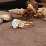 Classic Vintage 4-Prong Round Cut Moissanite Three-Stone Wedding Ring - Additional view