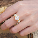 Classic Vintage 4-Prong Round Cut Moissanite Three-Stone Wedding Ring - Additional view
