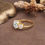 Classic Vintage 4-Prong Round Cut Lab Diamond Three-Stone Wedding Ring - Additional view
