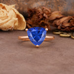 Unique, Minimalist 3-Prong Setting with Heart Cut Sapphire Engagement Ring - Additional view