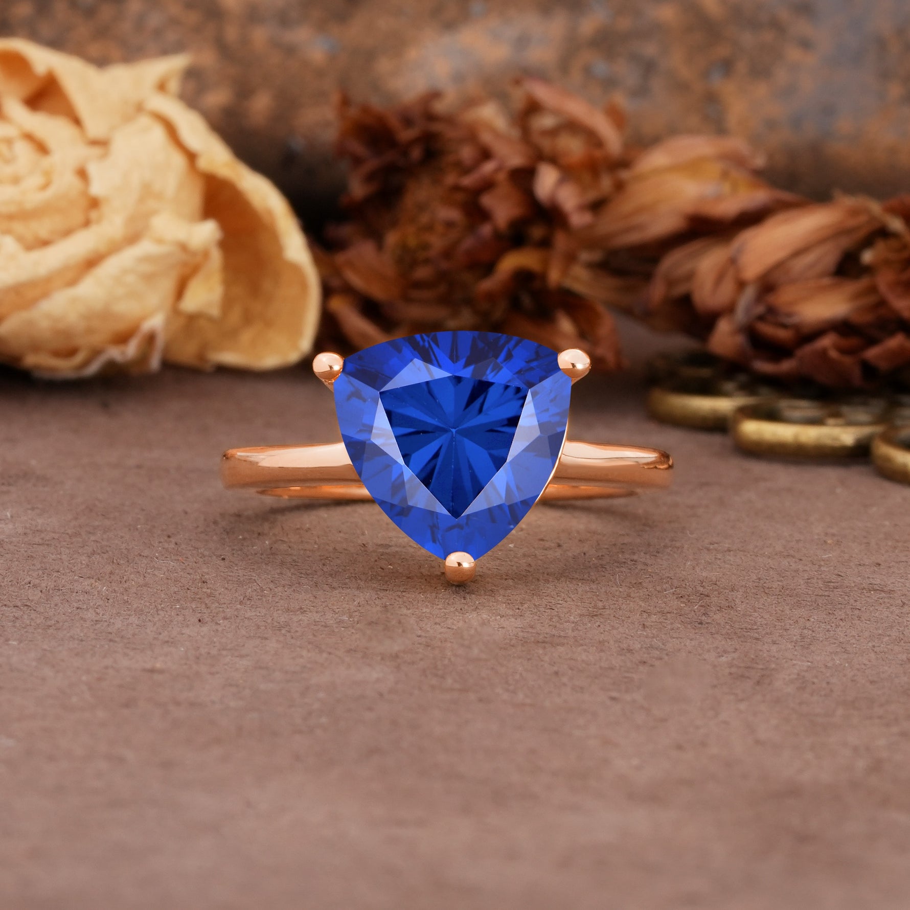 Unique, Minimalist 3-Prong Setting with Heart Cut Sapphire Engagement Ring - Additional view